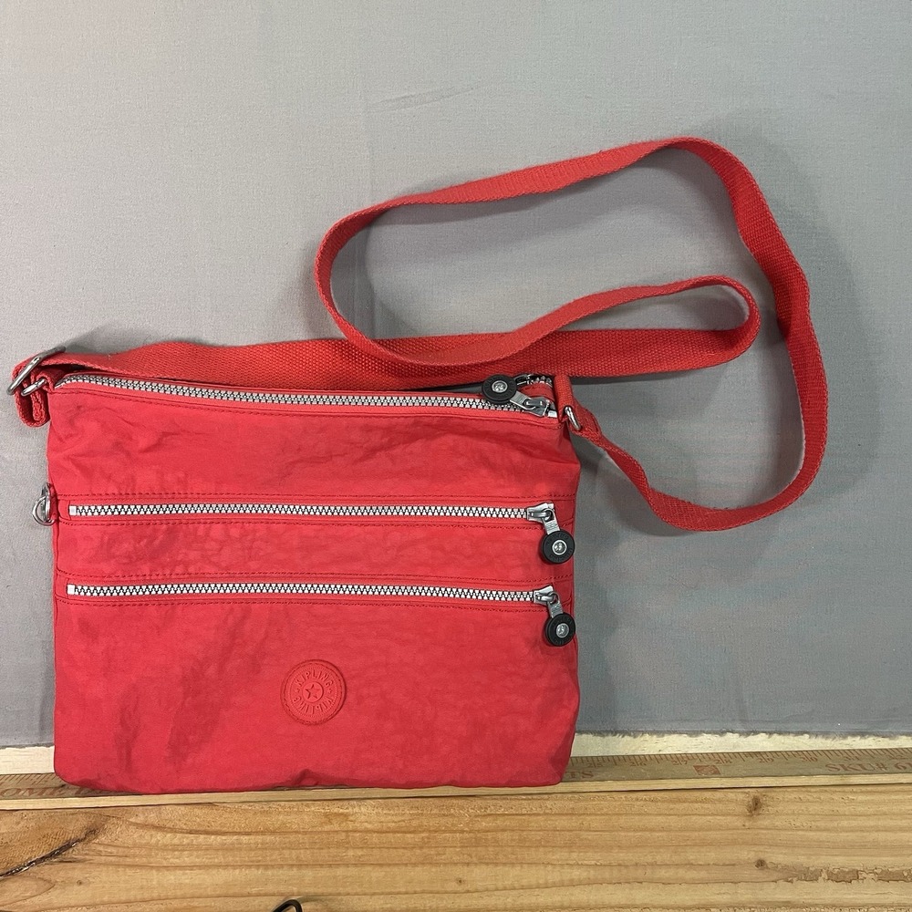 Kipling Wild Red Medium Size Crossbody Sling Bag With Multiple Pockets